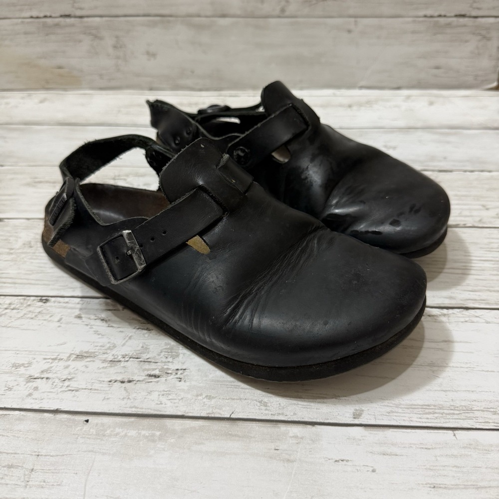 BIRKENSTOCK Tokio Super Grip PROF Black Leather Clogs EU 41 womens 10